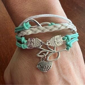 NWT Silver and Sea Foam Green Charm Bracelet